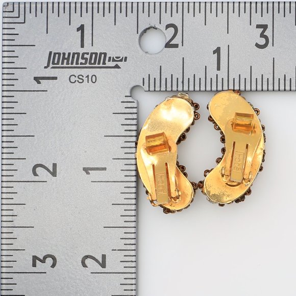 Vintage Hobé Beaded Climber Clip-On Earrings Circa 1960s - Picture 5 of 5